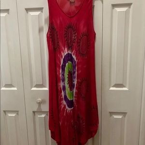 "Feelings" Women Red Embroidered Sleeveless Dress